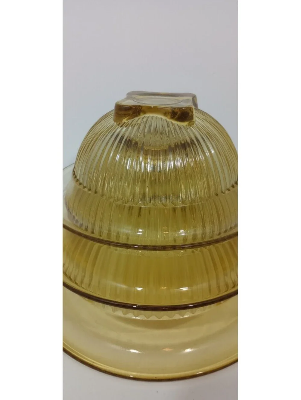SET of 3 Federal Glass Stacking Amber Glass Mixing Serving Bowls Depression